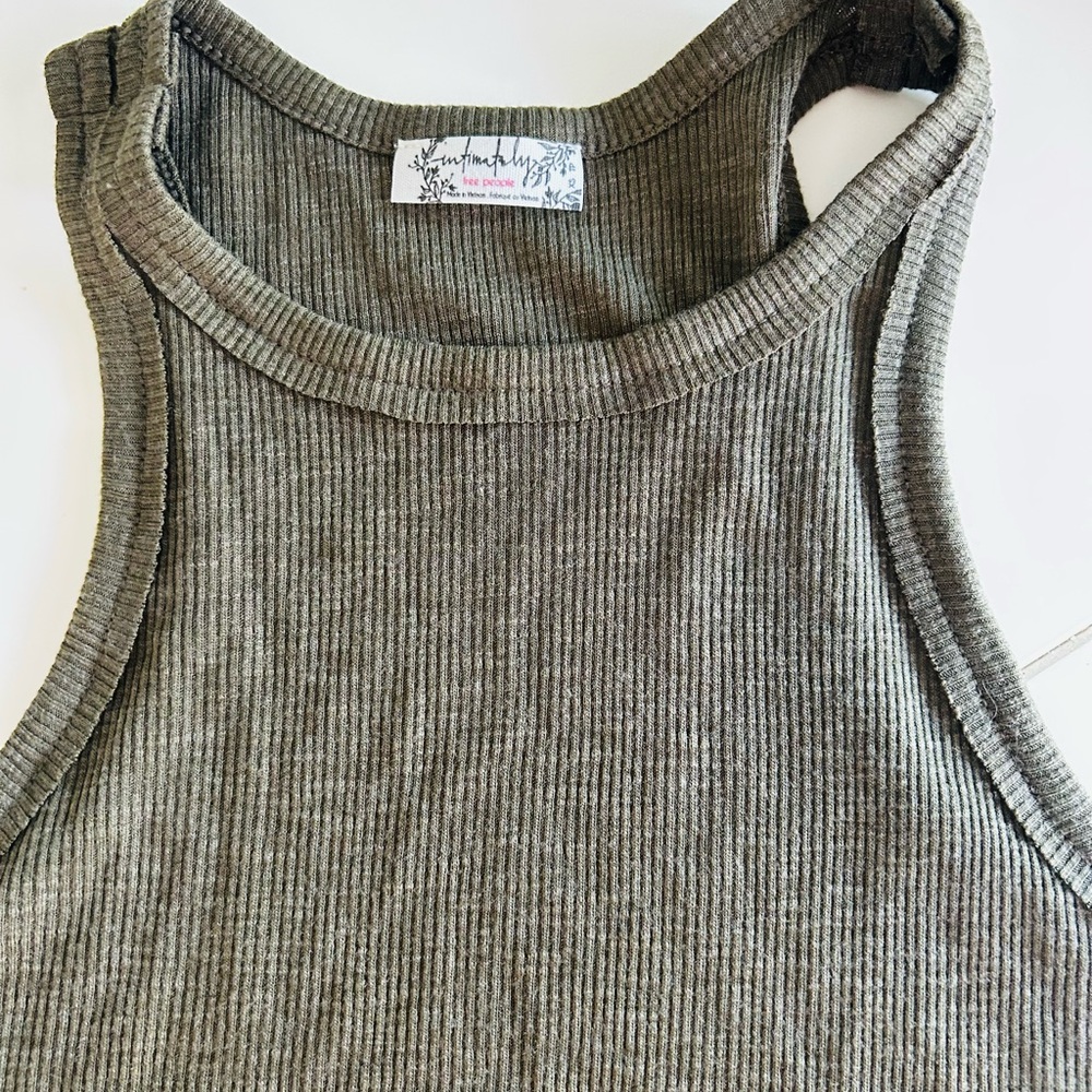 Free People Ribbed Tank Top in Olive